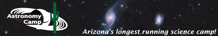 Astronomy Camp Banner - 
Logo with a background of NGC 3718 taken by previous campers.